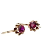 Rosa rosa 14k 585 oro ruby pendientes vec092 Estilo soviético ruso vintage