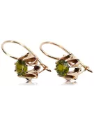 Pendientes de peridoto de oro rosa de 14k 585 vec092 Vintage estilo soviético ruso