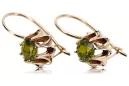 Boucles d'oreilles rose 14k 585 or peridot vec092 Vintage russe style soviétique