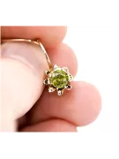 Rose rosa 14k 585 gold peridot Ohrringe vec092 Vintage russischer Sowjetstil