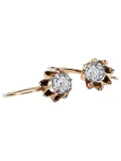 Rose pink 14k 585 gold zircon earrings vec092 Vintage Russian Soviet style