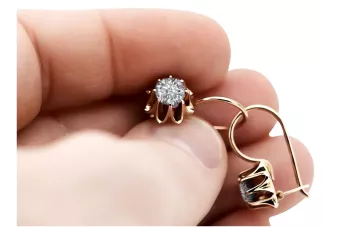 Kolczyki z różowego czerwonego 14k złota 585 z cyrkoniami vec092 Vintage