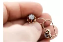 Rose rosa 14k 585 gold Zirkon Ohrringe Vec092 Vintage russischer Sowjetstil