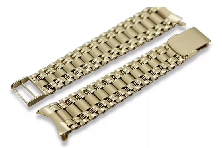 Pulsera de reloj de hombre de oro amarillo italiano de 14k mbw006yo