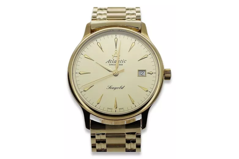 Gold men's watch Geneve ★ zlotychlopak.pl ★ Gold purity 585 333 Low Price!