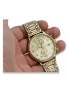 Жовтий 14k 585 золотий чоловічий годинник Geneve mw005ydg&mbw006y18cm