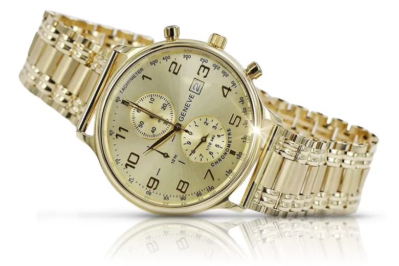 Reloj Geneve de hombre amarillo 14k 585 oro mw005ydg&mbw006y18cm