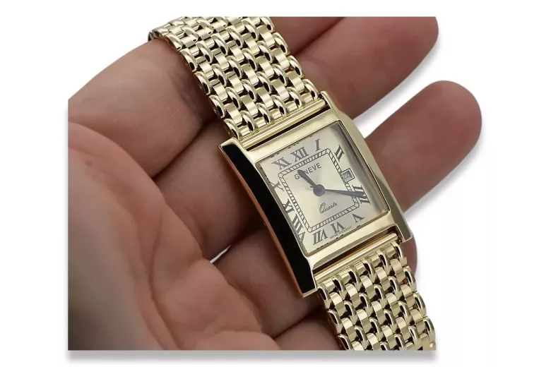 Goldene Herrenuhr Geneve ★ zlotychlopak.pl ★ Gold Reinheit 585 333 Niedriger Preis!