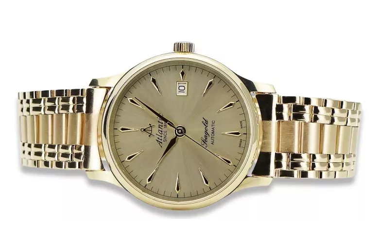 Gold men's watch Geneve ★ zlotychlopak.pl ★ Gold purity 585 333 Low Price!