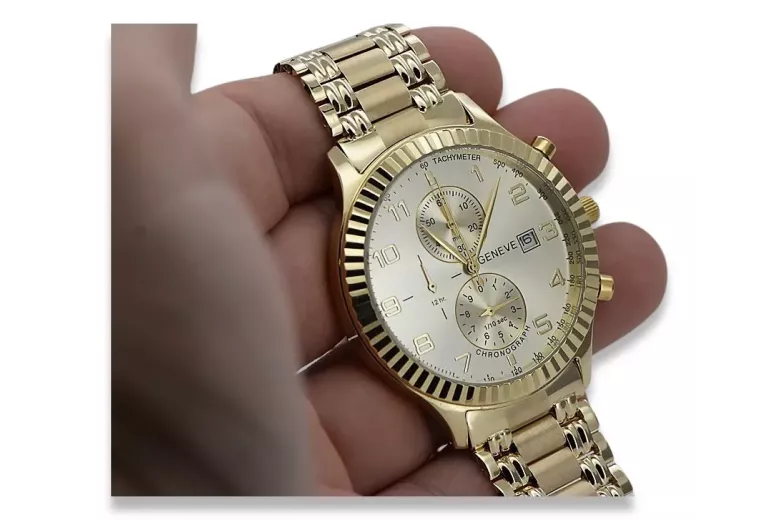 Reloj de oro para hombre Geneve ★ zlotychlopak.pl ★ Pureza de oro 585 333 Precio bajo!