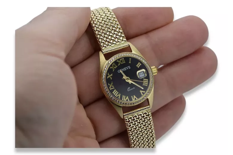 Gold men's watch Geneve ★ zlotychlopak.pl ★ Gold purity 585 333 Low Price!