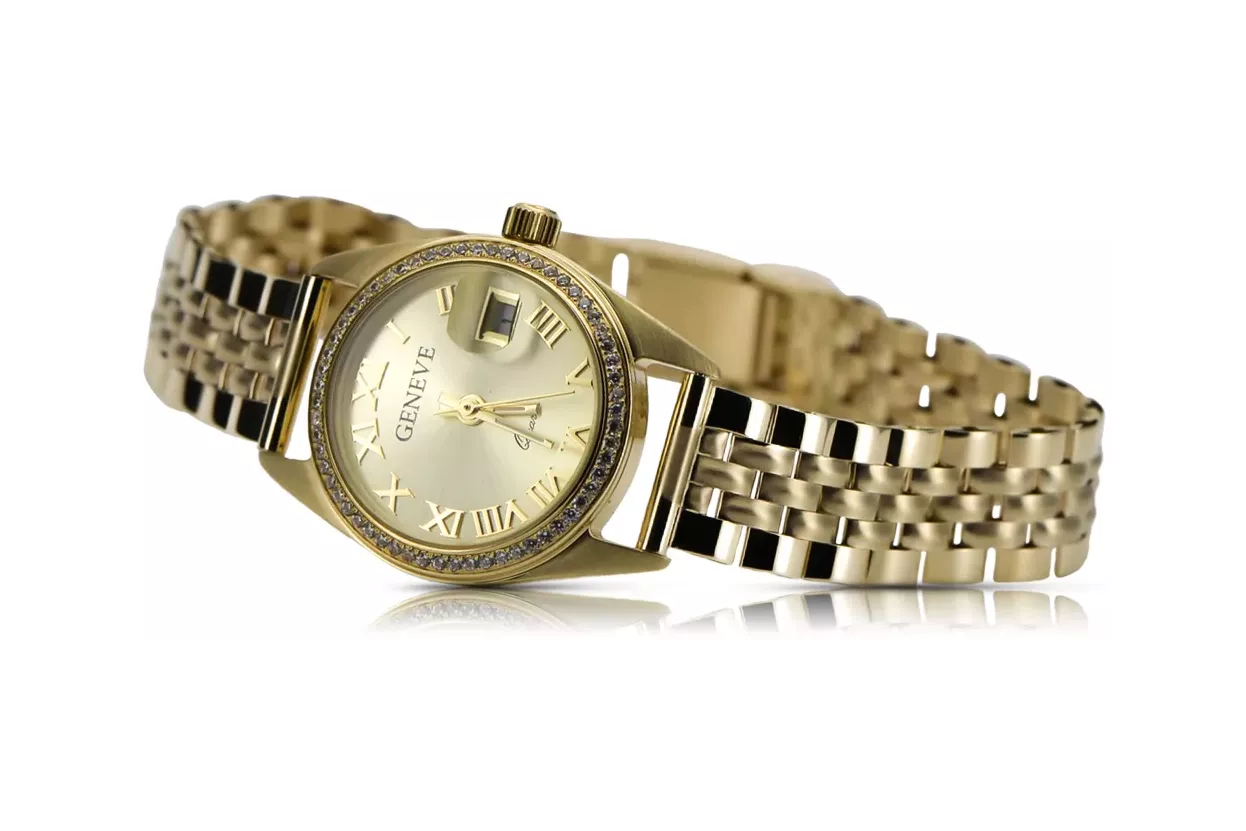 Gold men's watch Geneve ★ zlotychlopak.pl ★ Gold purity 585 333 Low Price!