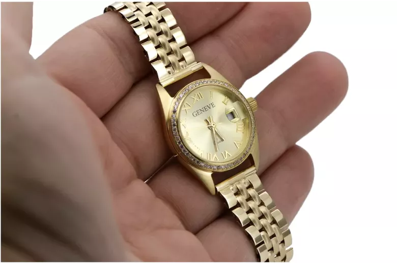 Gold men's watch Geneve ★ zlotychlopak.pl ★ Gold purity 585 333 Low Price!