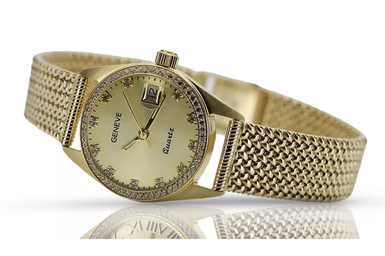 Gold men's watch Geneve ★ zlotychlopak.pl ★ Gold purity 585 333 Low Price!