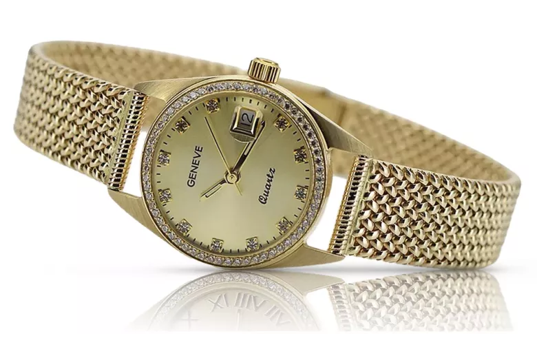 Gold men's watch Geneve ★ zlotychlopak.pl ★ Gold purity 585 333 Low Price!