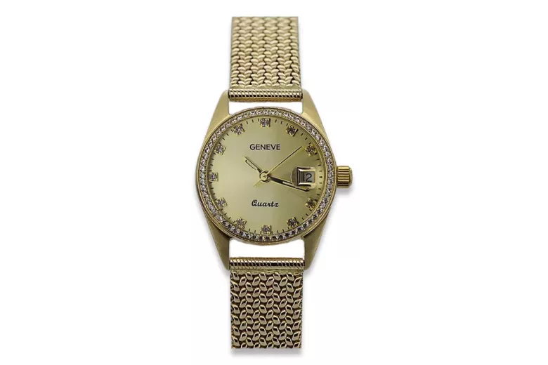 Gold men's watch Geneve ★ zlotychlopak.pl ★ Gold purity 585 333 Low Price!