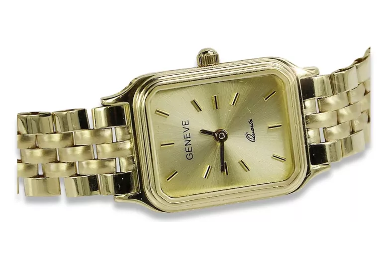 Goldene Herrenuhr Geneve ★ zlotychlopak.pl ★ Gold Reinheit 585 333 Niedriger Preis!