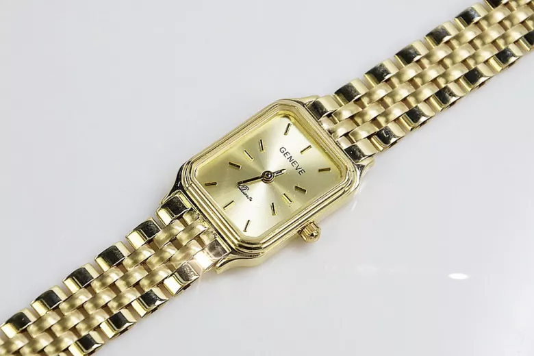 Goldene Herrenuhr Geneve ★ zlotychlopak.pl ★ Gold Reinheit 585 333 Niedriger Preis!