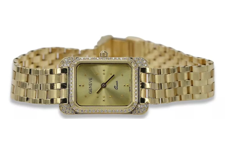 Gold men's watch Geneve ★ zlotychlopak.pl ★ Gold purity 585 333 Low Price!