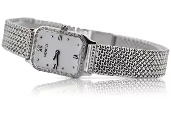 Montre-bracelet Lady Geneve en or blanc 14 carats 585 lw055y&lbw003y