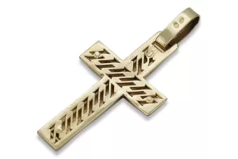 Jaune blanc 14k or massif Croix catholique ctc031yw