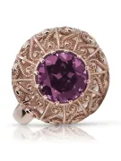 Ring Vintage Schmuck Amethyst Originales Vintage-Roségold aus 14 Karat vrc059r