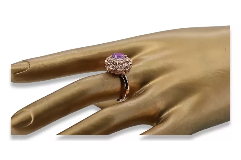 Ring Vintage Schmuck Amethyst Originales Vintage-Roségold aus 14 Karat vrc059r