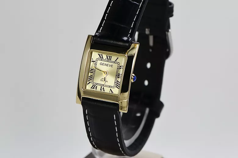 Gold men's watch Geneve ★ zlotychlopak.pl ★ Gold purity 585 333 Low Price!