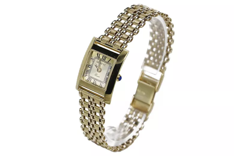 Gold men's watch Geneve ★ zlotychlopak.pl ★ Gold purity 585 333 Low Price!