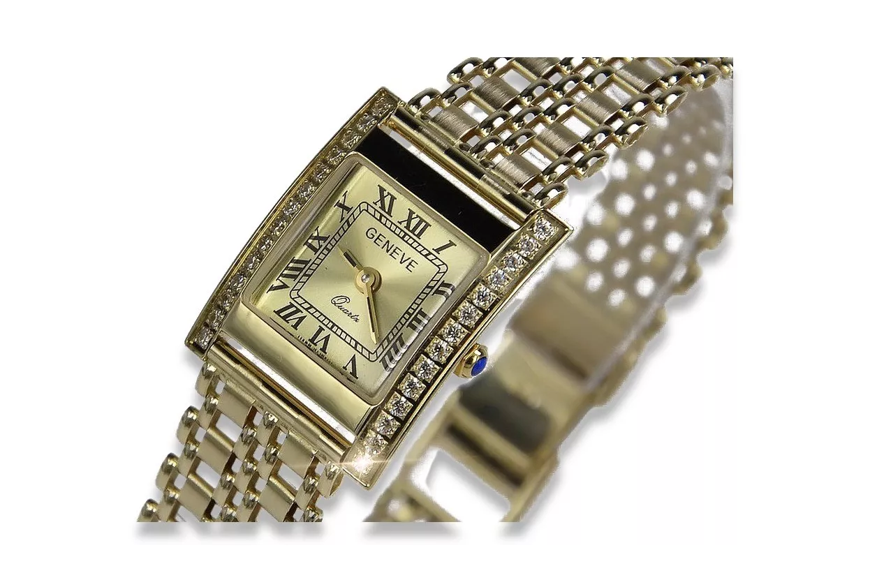 Gold men's watch Geneve ★ zlotychlopak.pl ★ Gold purity 585 333 Low Price!