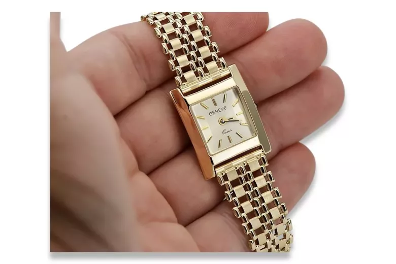 Gold men's watch Geneve ★ zlotychlopak.pl ★ Gold purity 585 333 Low Price!