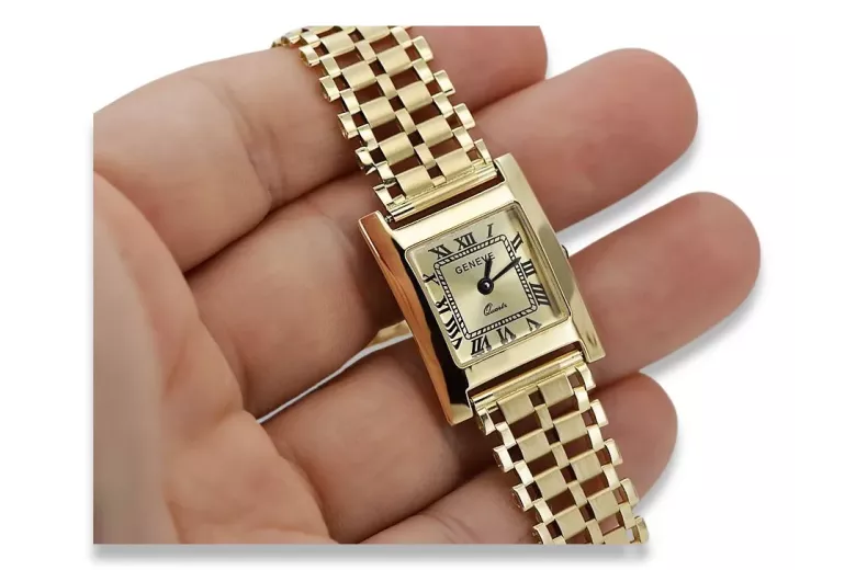 Gold men's watch Geneve ★ zlotychlopak.pl ★ Gold purity 585 333 Low Price!