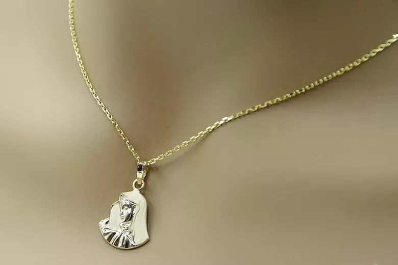 Italien jaune 14k 585 or Mary médaillon icône pendentif pm004y