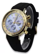 Amarillo 14k 585 oro hombre hermoso reloj Geneve mw012y-bl azul esfera azul