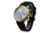 Amarillo 14k 585 oro hombre hermoso reloj Geneve mw012y-bl azul esfera azul