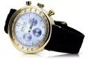 Gelb 14k 585 Gold Männer schöne Geneve Uhr mw012y-bl blaues Zifferblatt