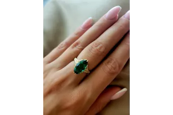 Vintage gelb 14k solid gold Emerald majestätischer ring vrc084 Vintage!