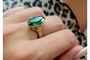 Vintage 18K Yellow Gold Emerald Ring, Oval 8x15mm