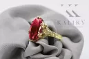 Bague en or jaune 18K avec rubis Vintage Bijouterie polonaise