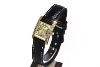 Italiană galben 14k piele de aur Lady ceas Geneve lw035y