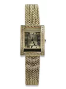 Montre Femme Or 14K, Rectangulaire, Italienne, Zircone