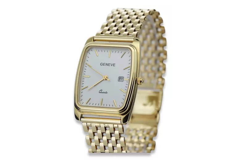 Gold men's watch Geneve ★ zlotychlopak.pl ★ Gold purity 585 333 Low Price!