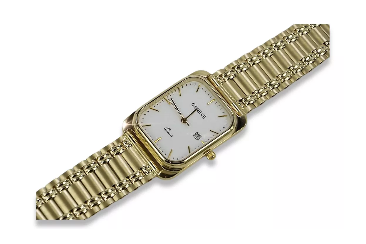 Gold men's watch Geneve ★ zlotychlopak.pl ★ Gold purity 585 333 Low Price!