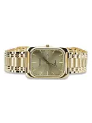 14k Gold Rectangular Men's Watch, Italian Quartz