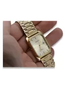 14k Gelbgold Rechteckige Herrenuhr, Italienischer Quarz