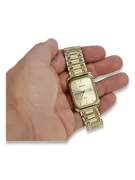 14k Gelbgold Rechteckige Herrenuhr, Italienischer Quarz