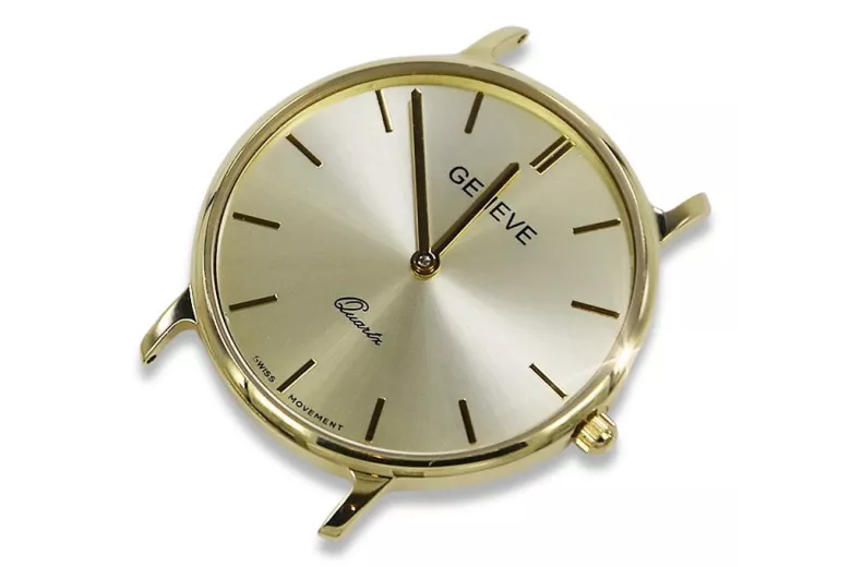 Gold men's watch Geneve ★ zlotychlopak.pl ★ Gold purity 585 333 Low Price!