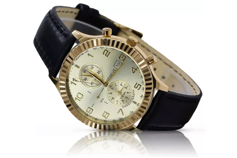 Reloj de oro para hombre Geneve ★ zlotychlopak.pl ★ Pureza de oro 585 333 Precio bajo!