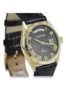 14k Gold Men's Watch, Black Dial, Quartz, 41mm