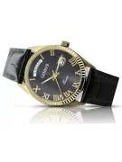 14k Gold Men's Watch, Black Dial, Quartz, 41mm